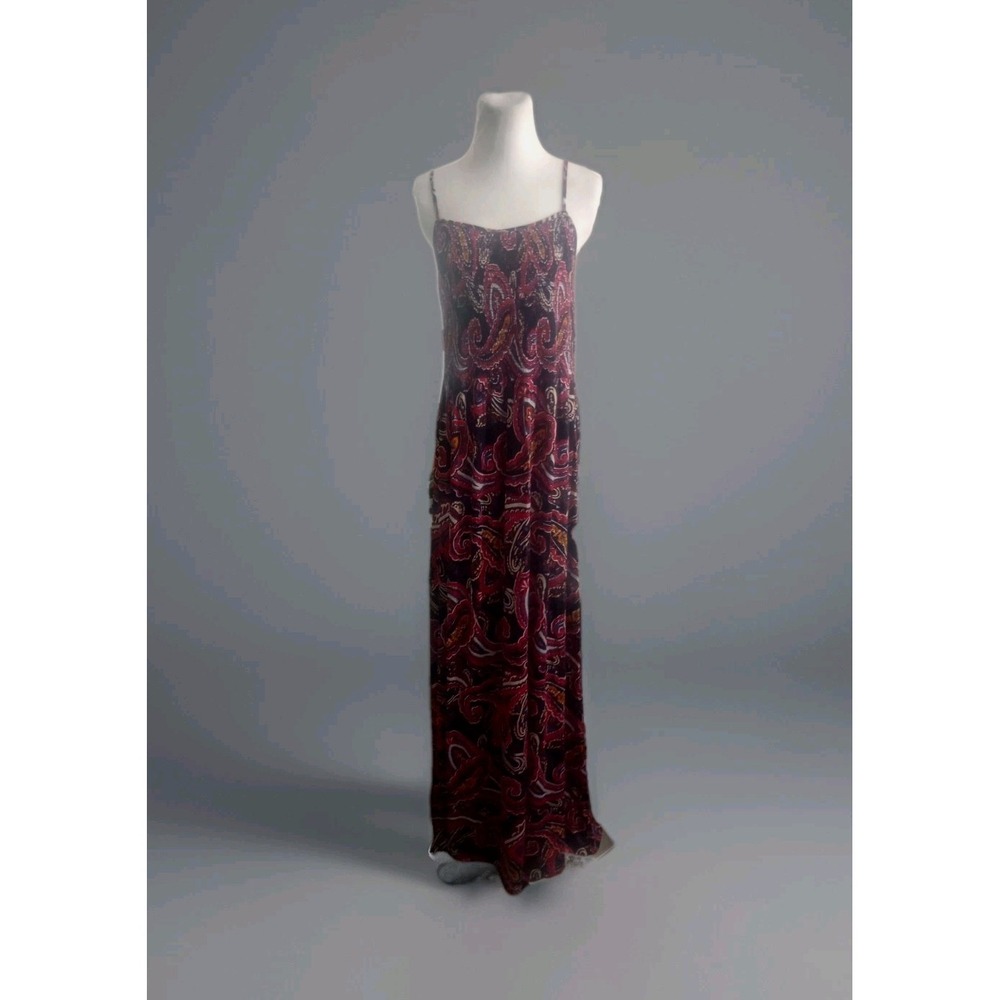 Thml Maxi L Dress Sleeveless Strap Elastic Smocked Paisley Stretch NWT Y2K